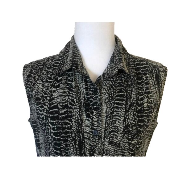 DIESEL Sleeve Shirt Button Down Shirt Dress Gray Black Reptile Print Sze Medium? - Picture 2 of 7